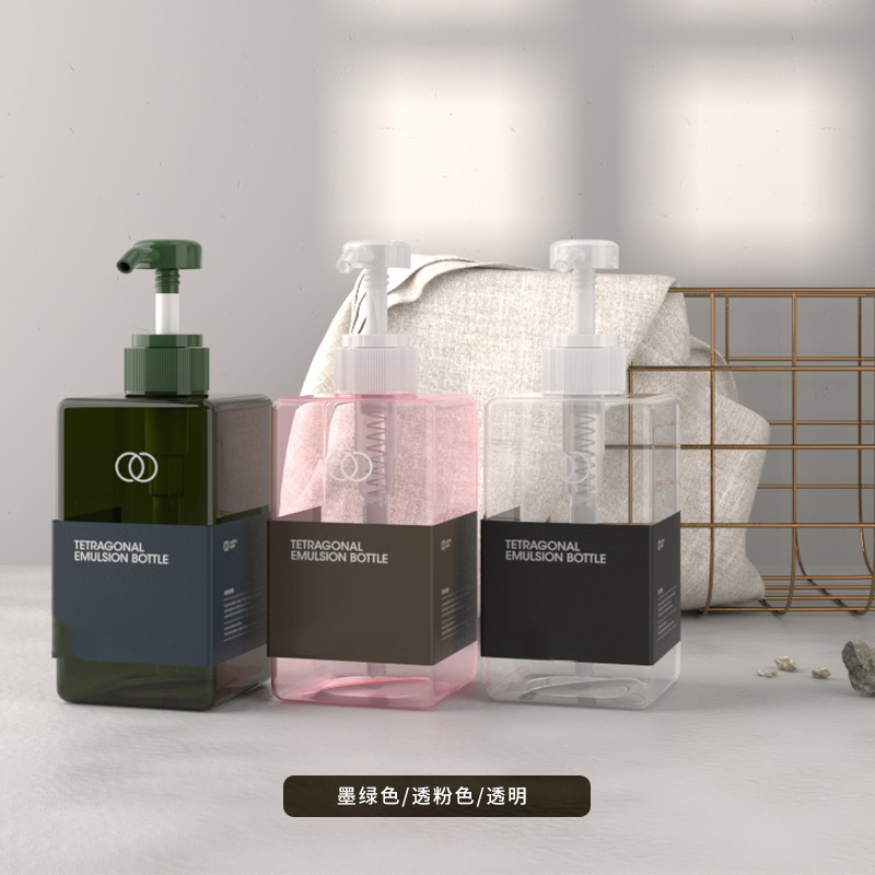 300ml 500ml Square PETG lotion shampoo bottle 250ml 450ml 650ml petg bottle cosmetic shower gel body wash packaging pump bottle