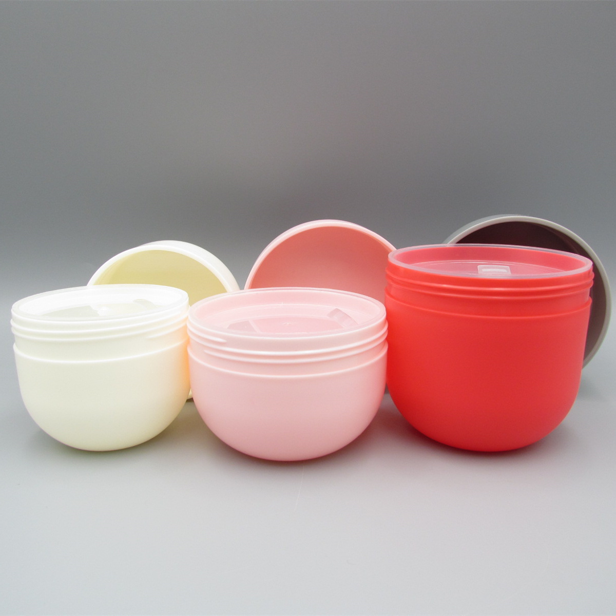 Matte Clear Pink Jar Cosmetic 80ml 100ml 150ml Cylinder Double Wall PP Plastic Skin Care Cream Jar Cleansing Balm Lotion Jar