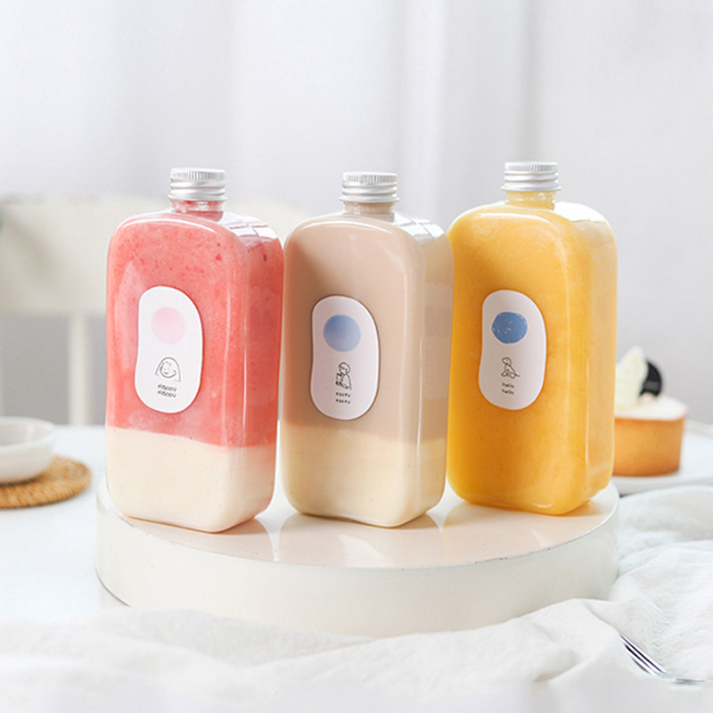 Machi Machi Bottles PET Plastic 250ml 8oz 300ml 350ml 12oz 400ml Boba Cold Brew Coffee Milk Tea Cup Juicy Bottles Beverages