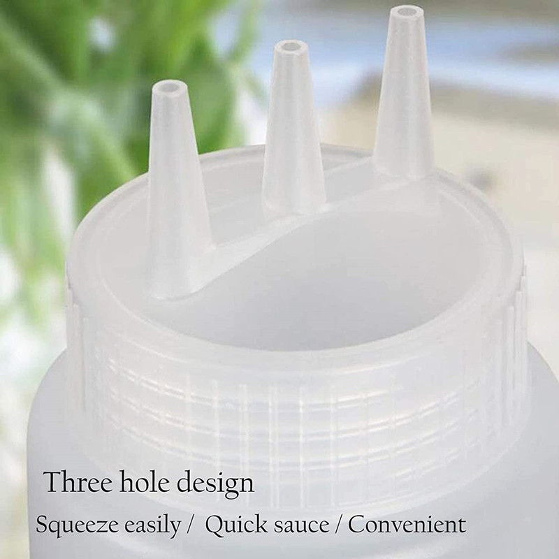 12oz 16OZ/450ml 24oz 3-Hole Plastic Squeeze Condiment Bottles for Hot Sauce Oil Vinegar Ketchup Mustard Salad Dressing Kitchen