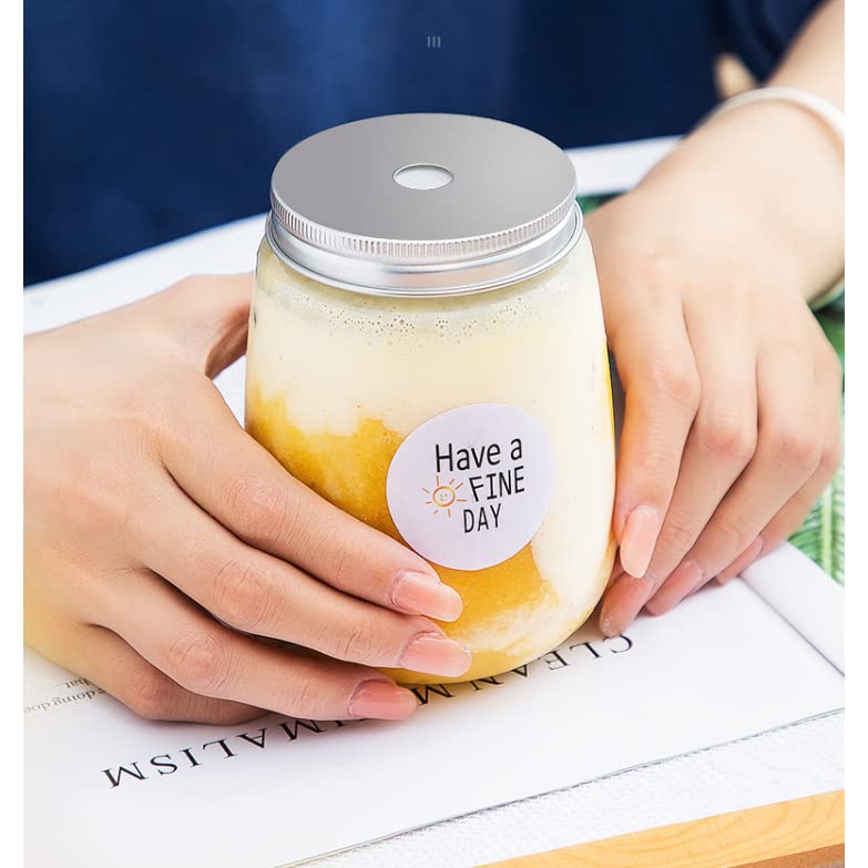 250ml 500ml Clear Plastic Liquor Wine Bottle Iced Coffee Juice Milk Fruit Tea Boba Drinks Beverage Jars With Aluminum Lids