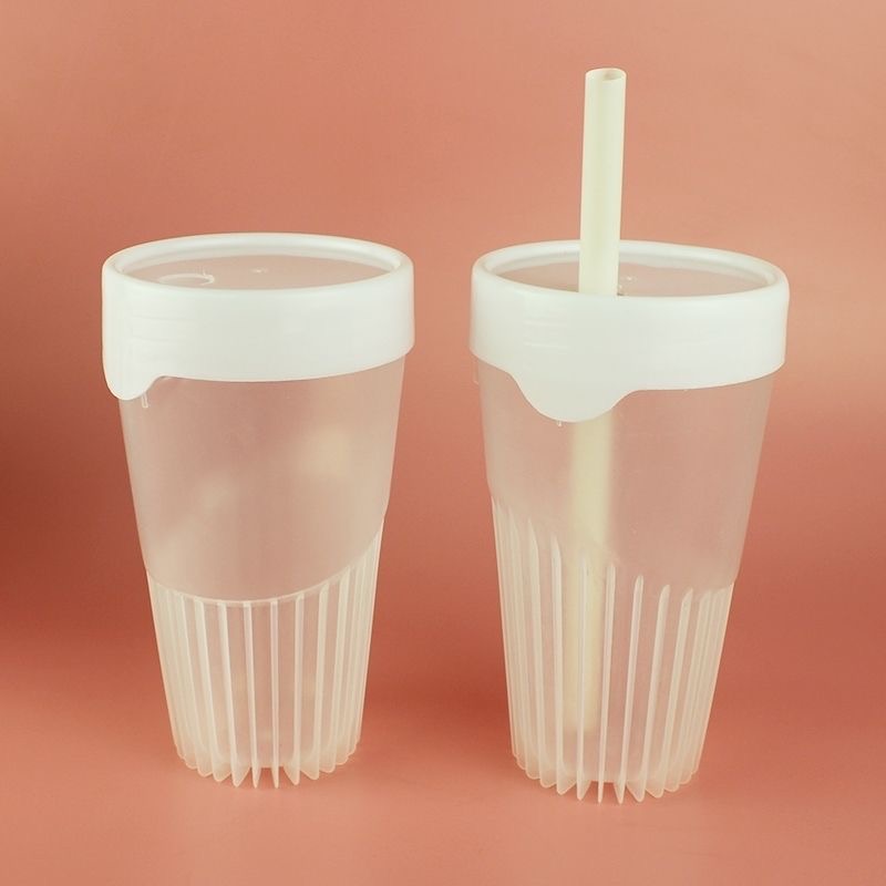 Round 500ml Disposable Injection Cups with Lids and Straws Hot Fill PP Plastic Juice Coffee Syrup Bottle Bubble MilkTea Boba Cup