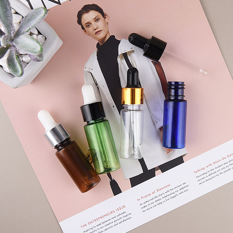 15ml PET plastic droppe bottle with gold silver cap mixing bottle Cosmetic Perfume Fragrance Hair Essential Oil dispenser bottle