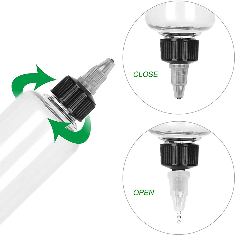 Clear 60ml 2oz 4oz 8oz 16oz 100ml 300ml 500ml 750ml 1000ml PET Twist Top Cap Mini Sauce Squeeze Bottle for Hair Oil Applicator