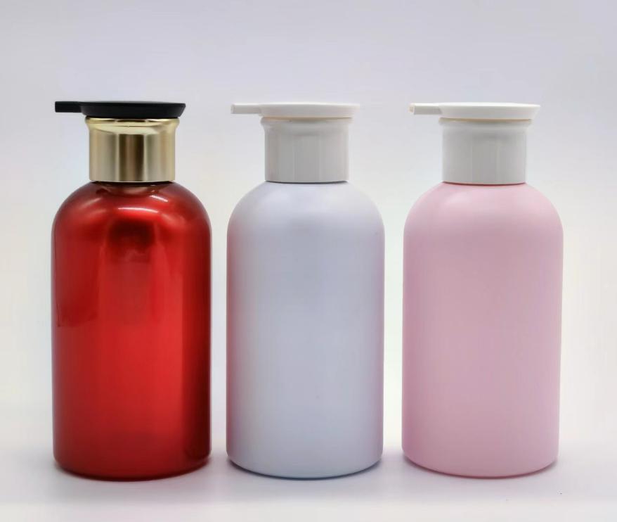 250ml 330ml 500ml White Lotion Pump Bottle Frosted Transparent gradual color Shampoo essential oil Bottle PET plastic bottle