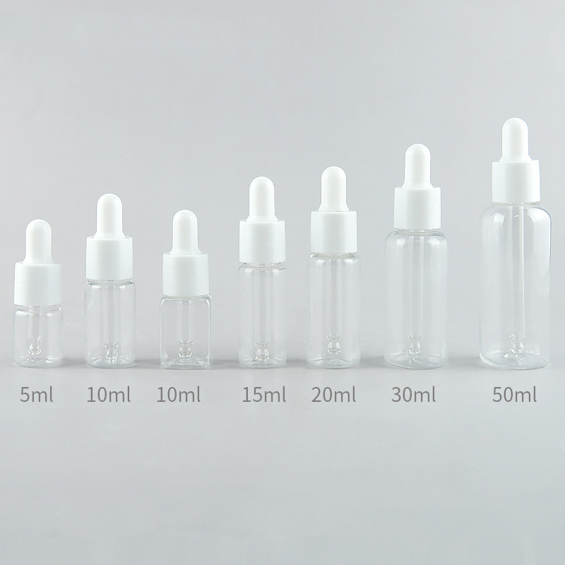 Empty Plastic Dropper Bottle White 5ml 10ml 15ml 20ml 30ml 50ml Travel Size Cosmetics Dropper Squeeze Dispenser Gold Silver Cap