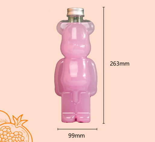 350ML 500ML 700ML Food Grade PET Bear Shaped Bottle Boba Bubble Tea Milk Shape Plastic Juice Bottle With Aluminum Cap
