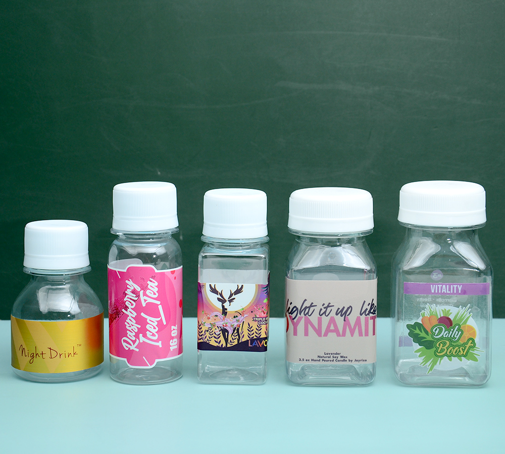 60ml 100ml 120ml Small Round Square Plastic Juice Bottles with Cap 2 oz 3.5oz 4oz  Empty Plastic Ginger Shot Bottles