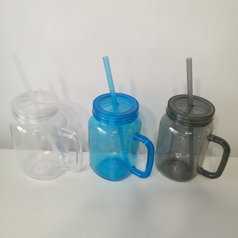 400ml 450ml 500ml 16oz custom mason jars with lids and straws in bulk plastic mason juice drinking cups with handle