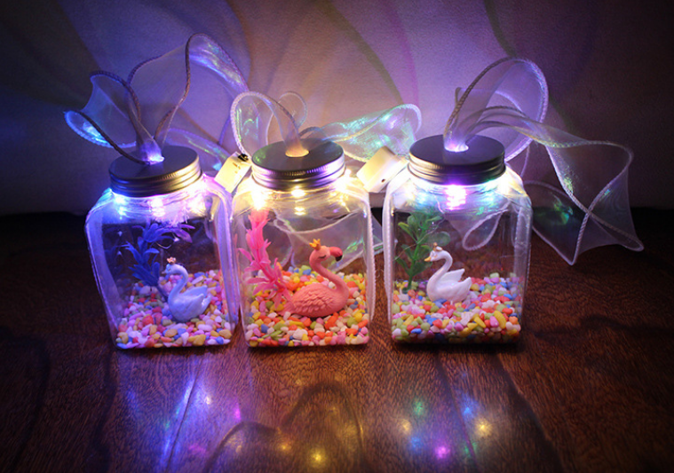 Plastic square desktop fish tank five star shape juice beverage boba milk bottles full set of materials night market