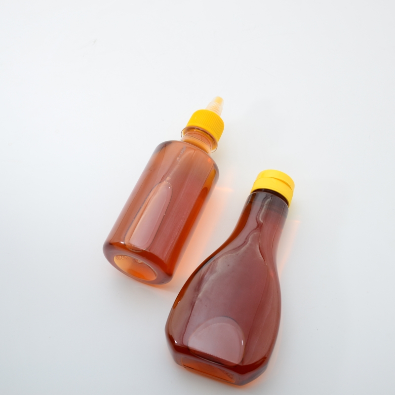Best Price clear  Plastic Bottle PET Squeeze Bottle with Spout Cap/Flip Cap for Honey Syrup 200ml 300ml 500ml 10oz 16oz