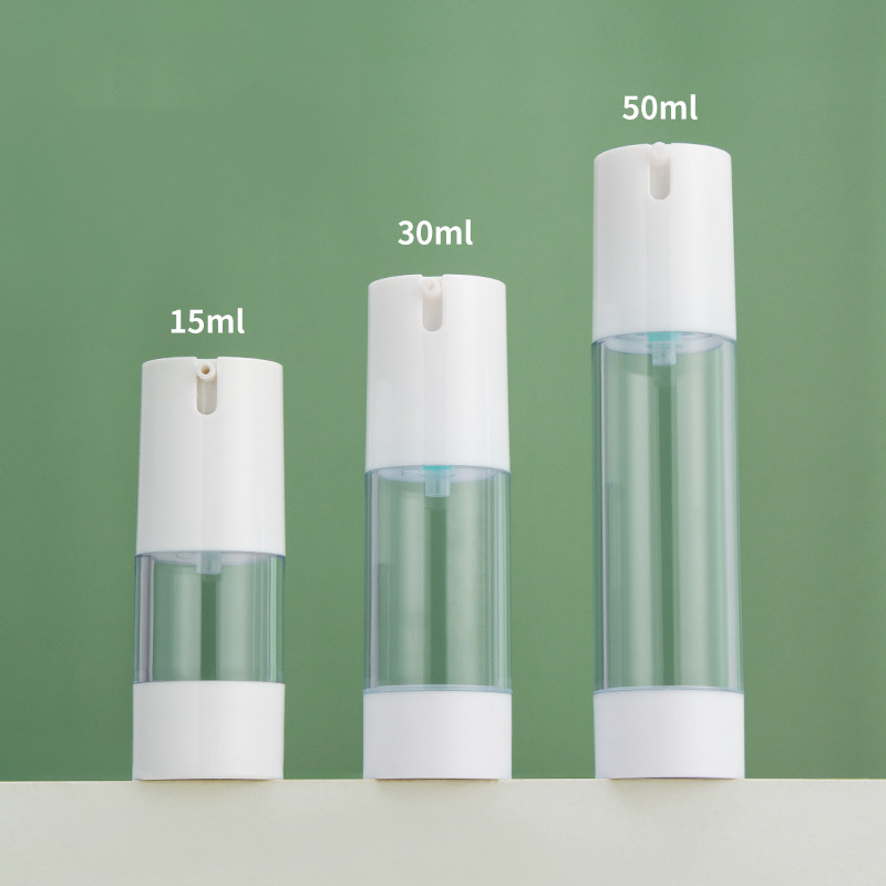 Luxury 15ml 30ml 50ml Silver White Airless cosmetics lotion press pump bottle AS plastic Essence Serum Eye Cream dispenser