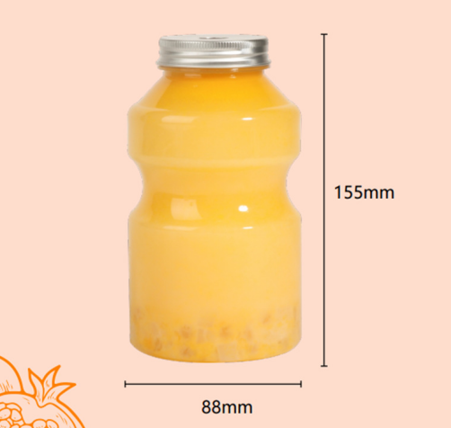 Empty Disposable  PET  350ml 500ml 700ml Disposable Yogurt Juice Beverage Bottle Take-out Packaging Bottle with Aluminum Cap
