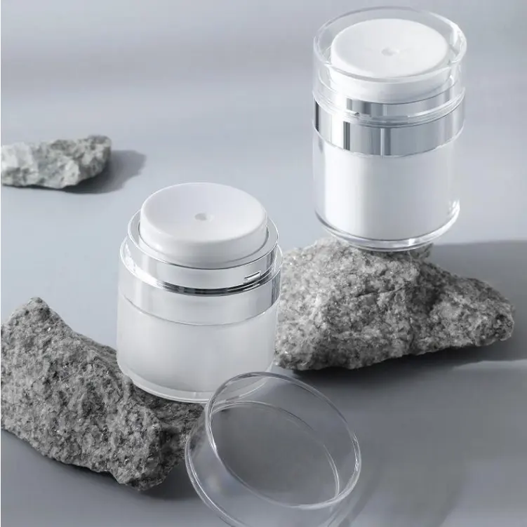 Refillable Empty Airless Press Pump Container for Packaging Creams Gel and Lotion 15ml 30ml 50ml PP Plastic Airless Cosmetic Jar