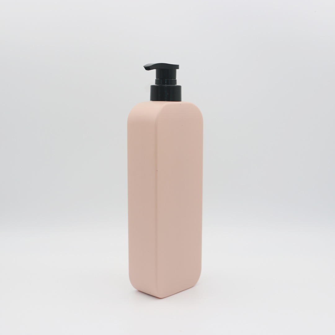 750ml plastic tall thin flat bottle HDPE large volume shampoo body wash conditioner set empty bottle Black lotion pump dispenser