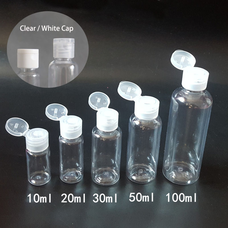Premium empty cosmetic packaging dispenser 1oz 30ml 60ml 2oz lotion skin treatment liquid clear PET flip cap pump plastic bottle