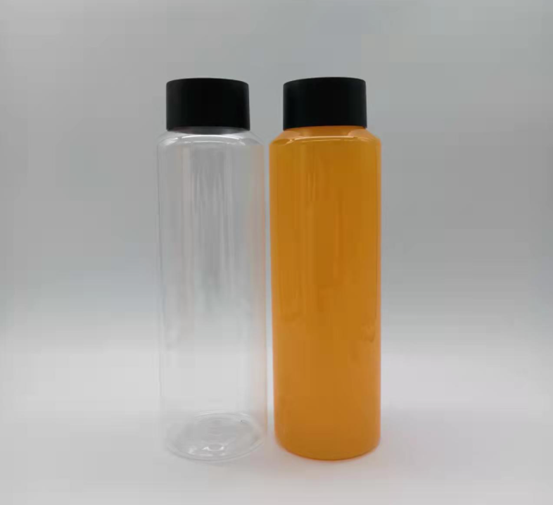 1 Litre 1.5  Litre Juice Plastic Bottle with Black Tamper Proof Cap, Transparent Cylinder Round, LOGO Customization