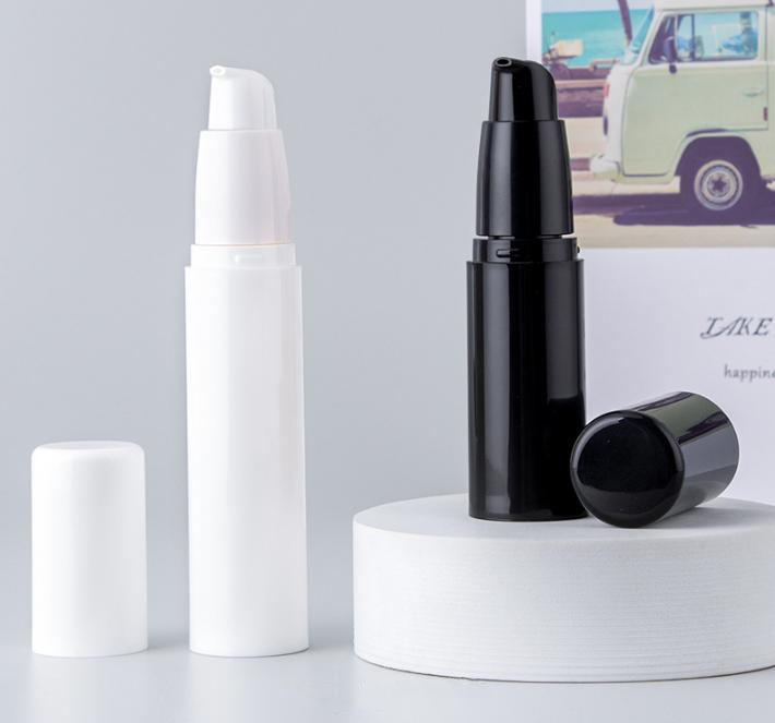 New Small Waist Airless Bottle 15ml 30ml 50ml PP press pump white black cosmetic dispenser lotion eye cream essence serum bottle