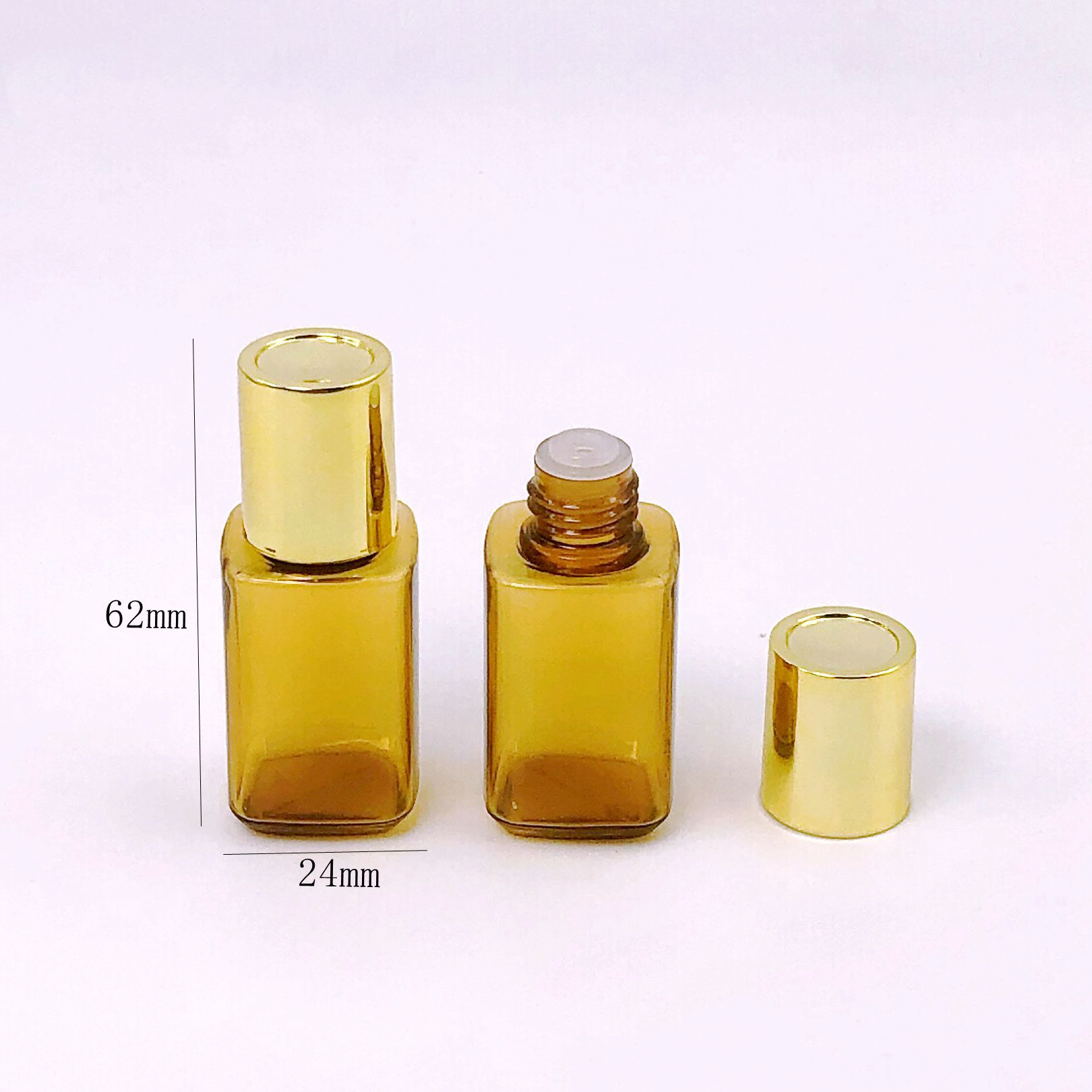 Luxury Square 15ml 30ml Cosmetic essential oil bottles Sample Bottle With Gold Lid Toner hair oil packaging bottle