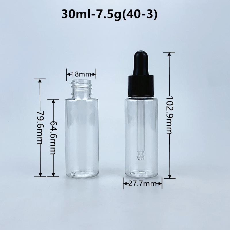 PET 5ml 15ml 10ml Small Size Transparent Plastic Dropper Bottle facial essence cosmetic packaging for eye serum skincare