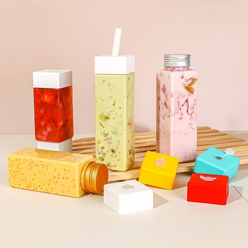 Empty PET Round 350ml 12oz Plastic Juice Bottle with Caps Kids Voss Water Bottle 300ml 500ml 1 litre Drink Bubble Boba Tea Cup