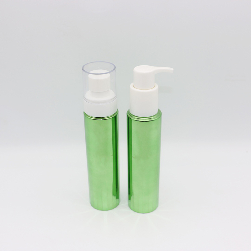 100ml 200ml PP PET PE Glossy Green Lotion Pump Bottle Cosmetic Plastic Oil Bottle Customize Cleanser Oil Bottle