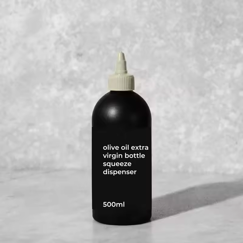 Bulk Empty Greek Olive Oil Bottles Small 500ml 750ml Matte Green Black Decorative Olive Oil Bottles Squeeze with Spout Twist Cap