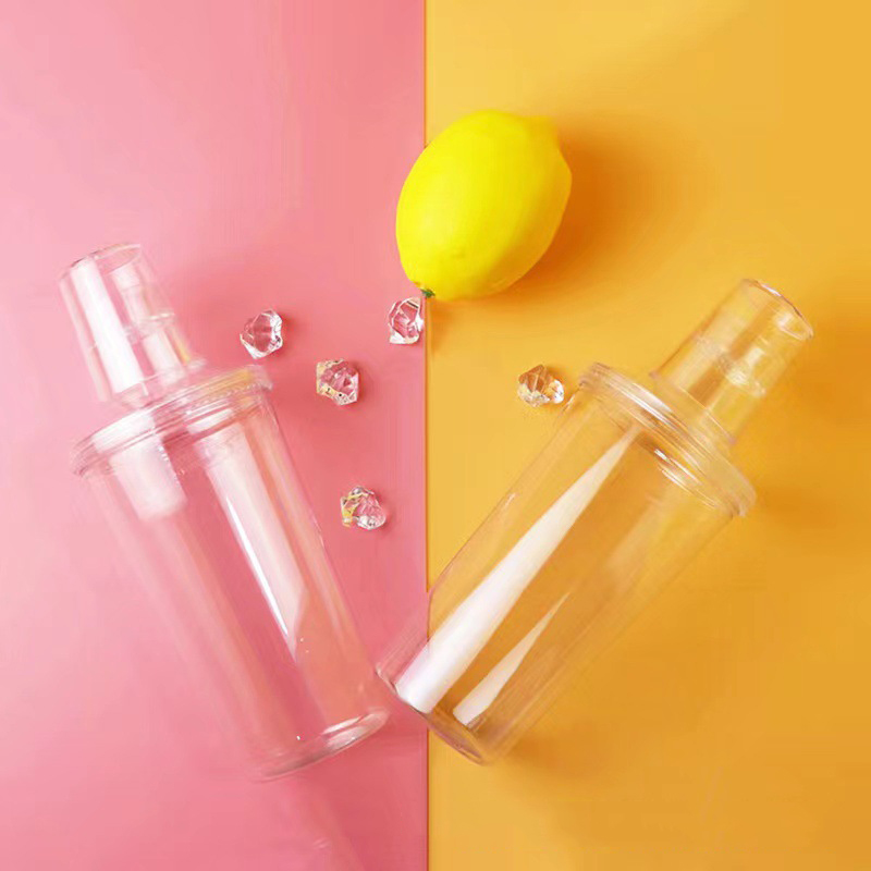 Shake Plastic Juice Bottle Storing Homemade Cold Food Grade Packaging Bottle PET 330ml 500ml Beverage Bottle With Cover