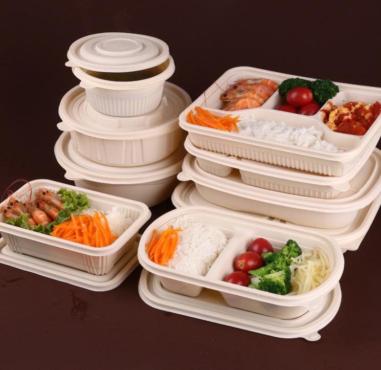 disposable biodegradable food box 500ml 750ml 1000ml corn starch take out delivery box salad sushi soup snacks to go lunch box