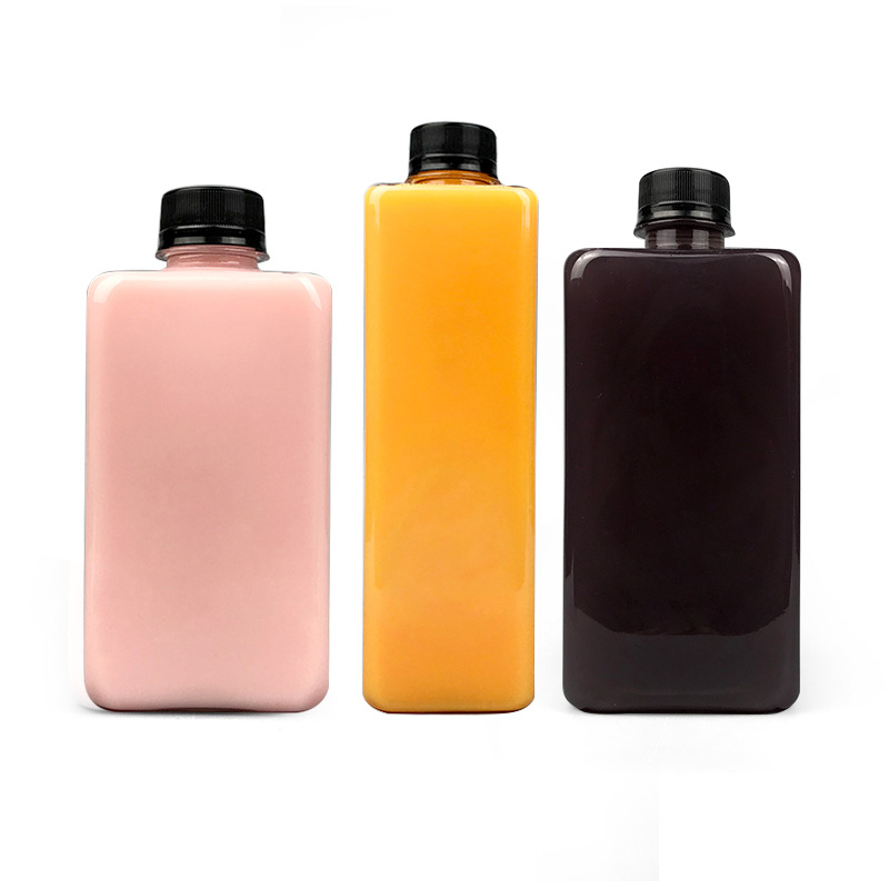 350ml 400ml 500ml Square Plastic Juice Bottles with 28mm Tamper Evident Caps Plastic Squeeze Bottles With Logo Label Wholesale