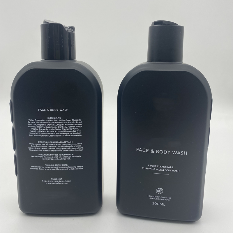 300ml 10oz Matte Black White Hair Dye Shampoo Bottle Body and Face Wash Packaging Pump Frosted Shower Gel Bottles with Disc Cap