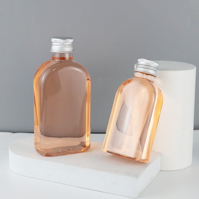 100ml 120ml 200ml 250ml PET flat bottle Vitamin E Olive Oil skin care glycerin syrup mouthwash Juice Beverage Bottle With Cap