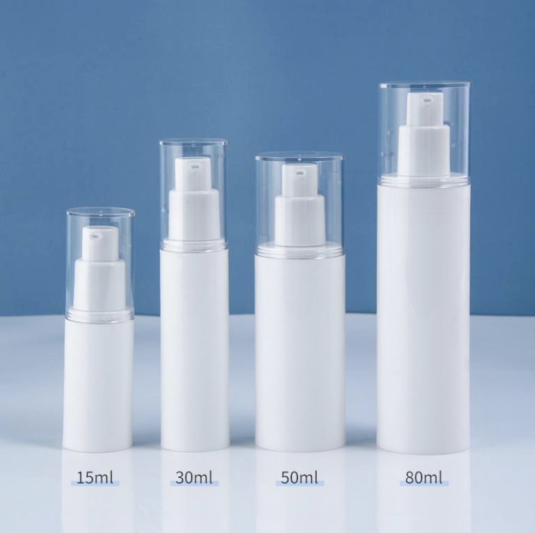 Airless bottles for cosmetics 15ml 30ml 50ml PP pump press serum eye cream lotion bottle Plastic White Long Neck Emulsion bottle