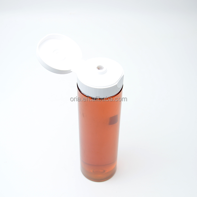 250ml 360ml 500ml Food Grade Flat Shape Transparent PET Squeeze Bottle Honey Sauce Ketchup Bottle with Seal Flip Top
