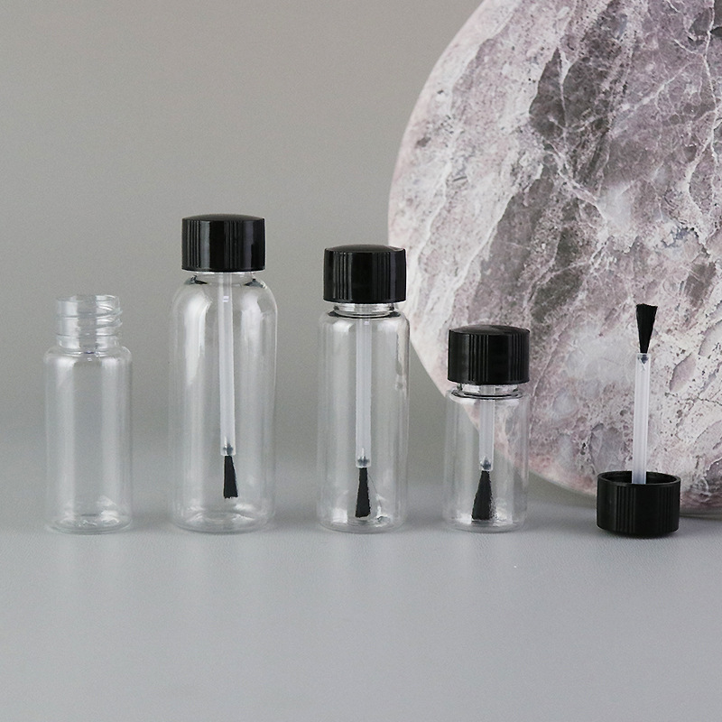 10ml-60ml PET Plastic Bottle with Brush Cap plastic crystal nail polish bottle with brush cosmetics nail oil glue empty bottle