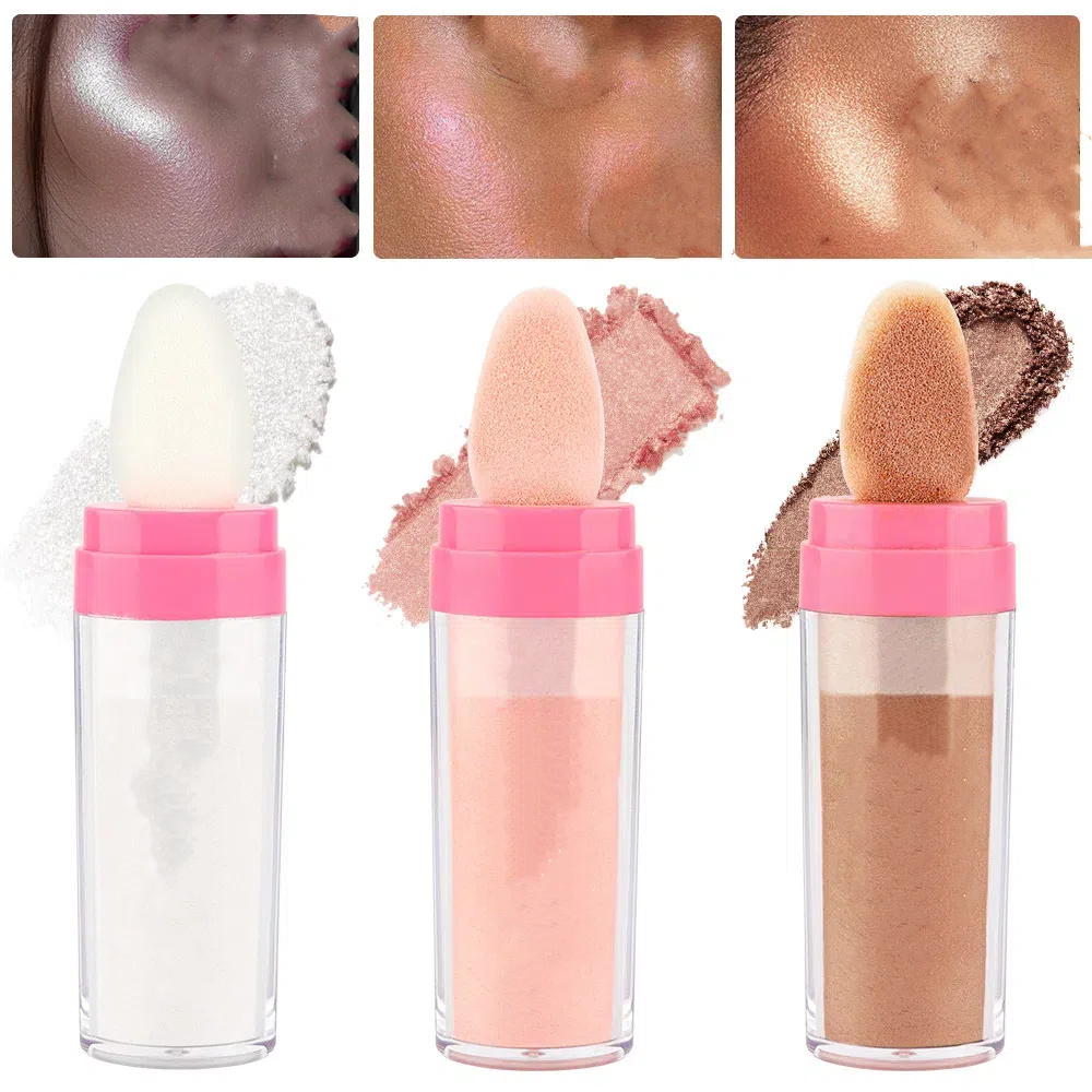 New 9g Body Glitter Shaker Bottle Empty Eye shadow Blush Loose Powder Pearl Shine Highlighter Powder Pat Bottle With Brush Head