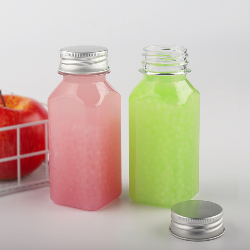 Factory Wholesale Plastic 200ml PET French Square Drinking Containers Bottle for Juice Ginger Shot 200ml with Customized Logo