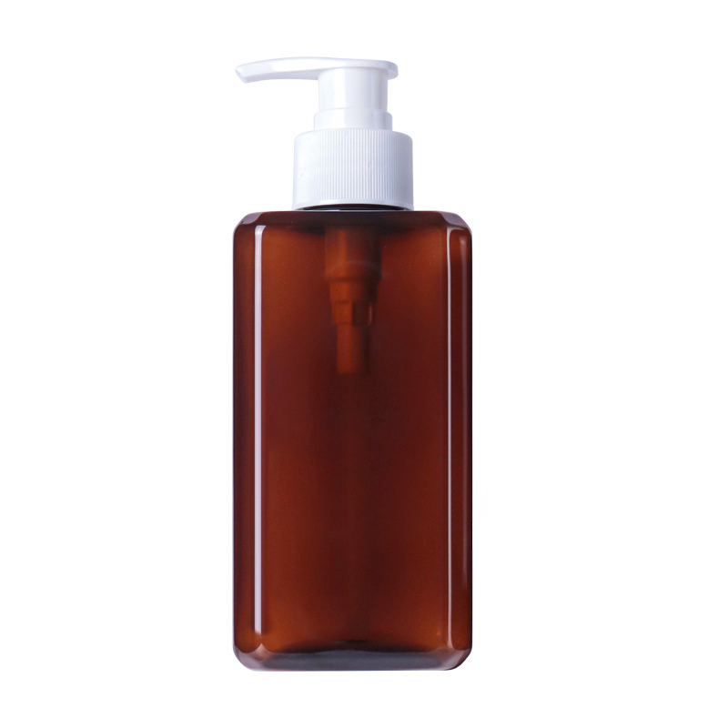 300ML Luxury Amber square bottle hotel supplies Round Body wash dispenser bottle Hotel shampoo empty bottle with pump 500ml