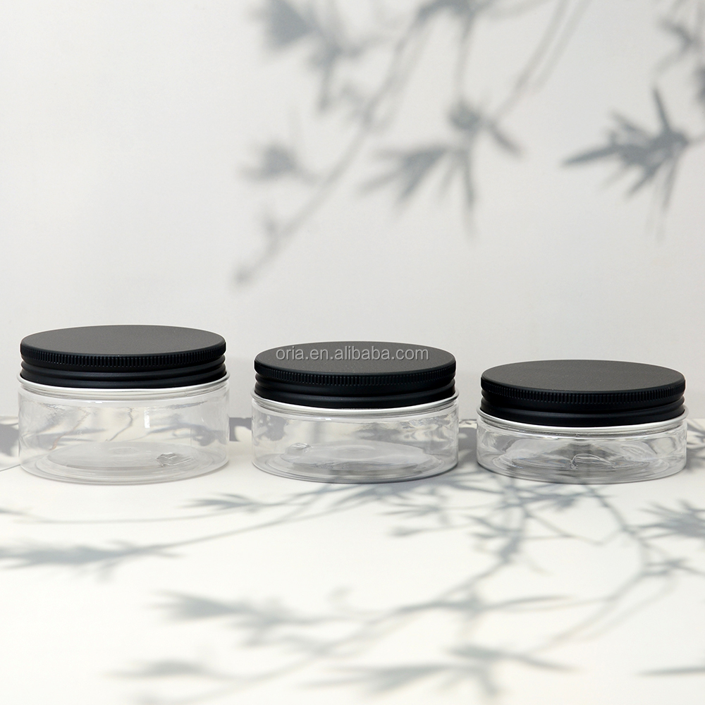 Luxury Cosmetic Lotion Jars 100g 200g 250g 300g Customize Round Container Face Body Cream Plastic Clear Matte Jar with Pink Lid