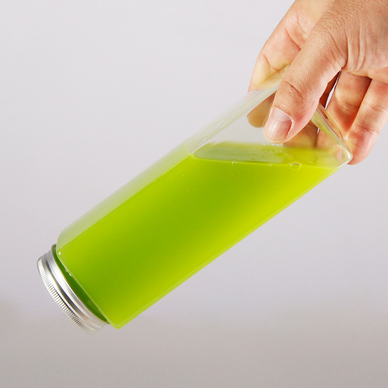 400ml 500ml 600ml food grade square plastic juice bottle Disposable Milk Tea Juice Coffee Beverage Packaging Bottle