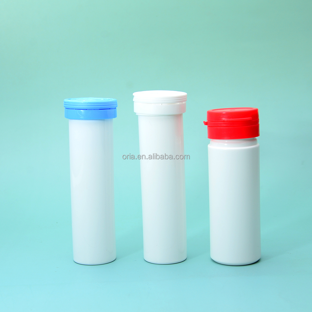 PP tube Food Grade Empty Plastic Bottle Customize Color Effervescent small tube for tablet packaging with Desiccant Flip Cover