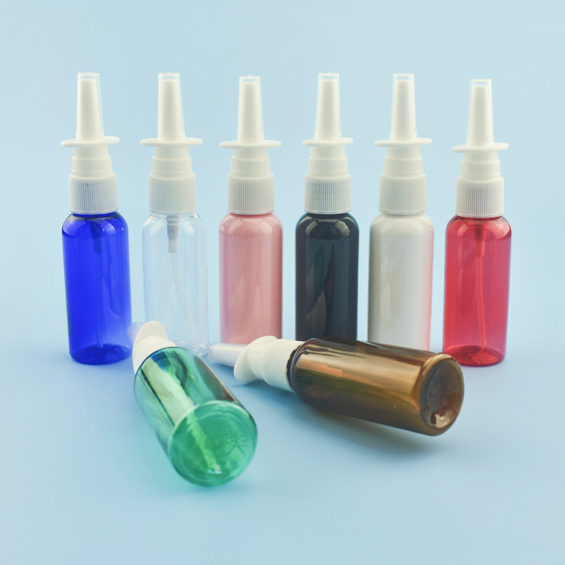 PET Plastic nasal spray bottle 10ml 20ml 30ml 50ml 100ml 120ml 150ml Clear Blue Amber Pink Color Mouth Throat Spray Bottle
