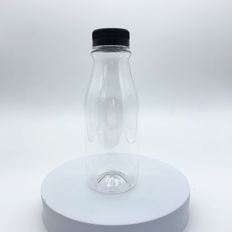 Round Shape Beverage Bottle Clear Empty PET Plastic Juice Drinking Bottles with Lids for Mineral Water Fruit Juice Packaging