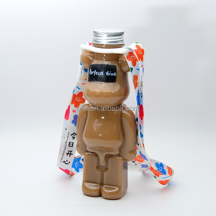 Custom Clear Bear Shape 350ml 500ml Plastic water bottle Custom disposable water bottle food grade PET Juice Beverage