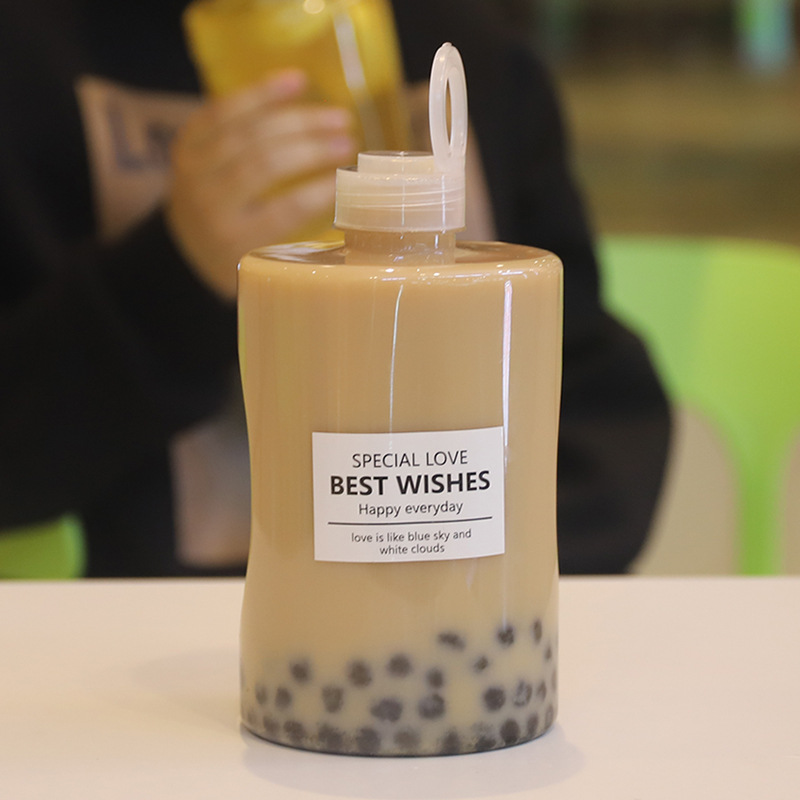 1000ml large capacity plastic Clear Bubble Boba milk tea bottle PET Beverage Plastic Juice Bottle
