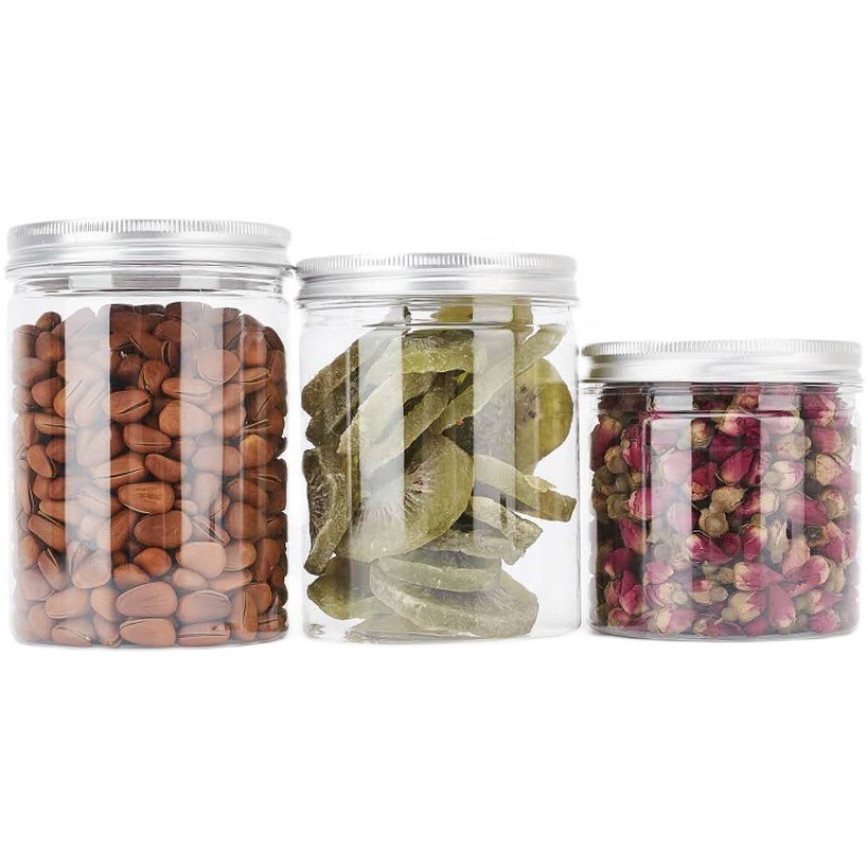 4oz 8oz 10oz 12oz 16oz 32oz Food Honey Packaging Jar candy biscuit snacks sausage cereal Plastic Jars With Aluminum Lids Label