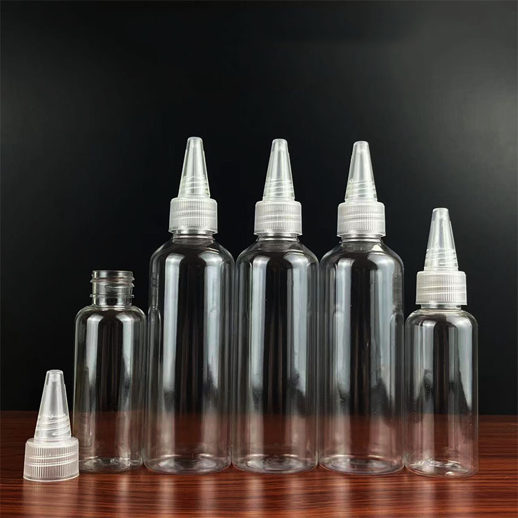 Oil bottle 200 300 500ml PET Plastic Squeeze Bottle HDPE Paint container With Twist Caps Customized salon hair bottles