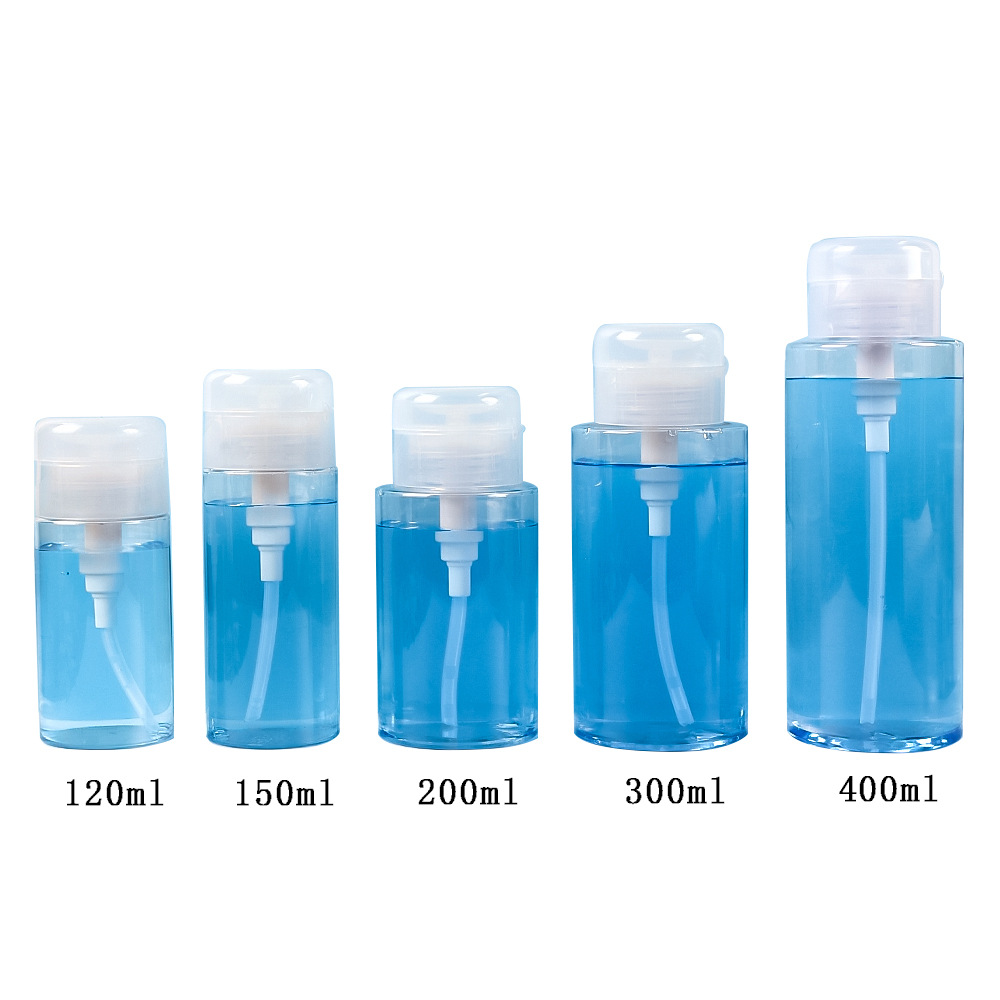 60ml 80ml 100ml 120ml Nail Polish Remover Bottle 150ml Push Down Pump Dispenser Makeup Remover oil Bottle 200ml 300ml 400ml