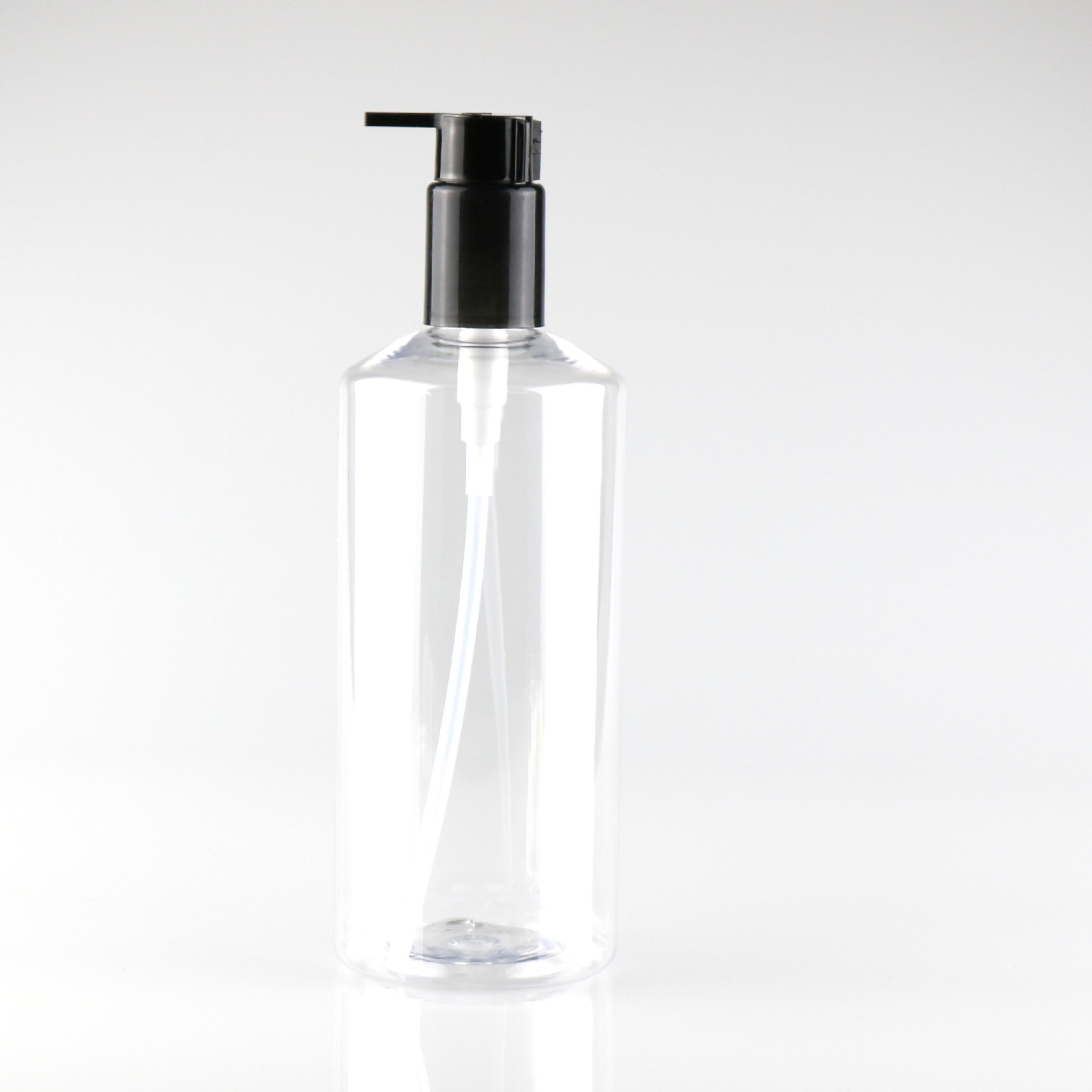 500ml 300 ml Oblique Shoulder PET Plastic Shampoo bottle Amber Body Wash Shower Gel bottle with pump Black lotion bottle set