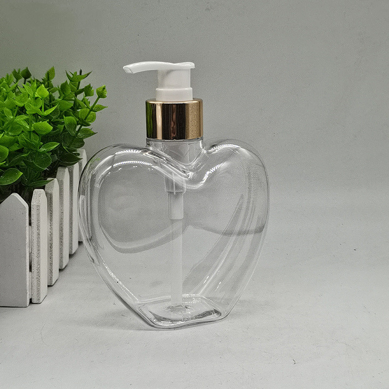 12oz400ml Empty Purple White Pink Love Heart Shape Lotion Bottle with Pump Shampoo Squeeze Bottle Body Wash Shower Gel Dispenser